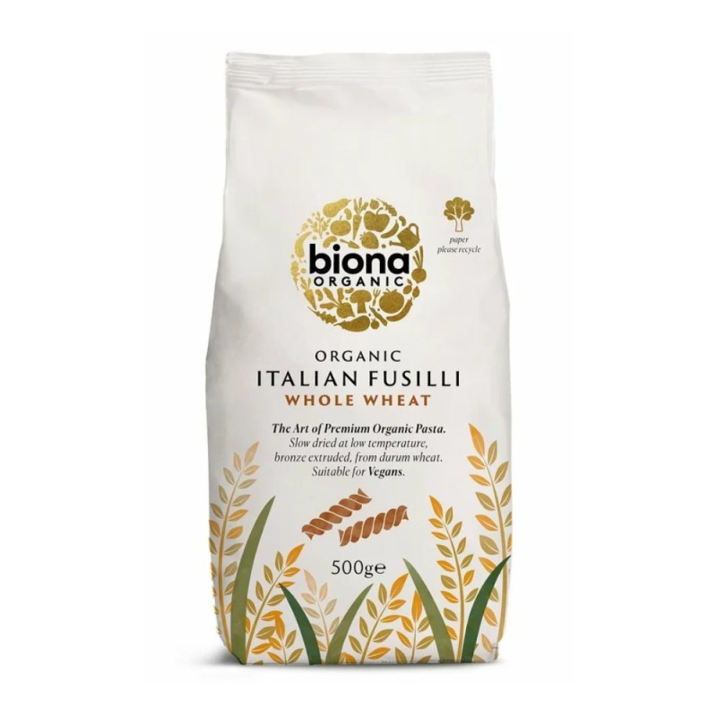 Fusilli din grau integral eco (500 grame), Biona