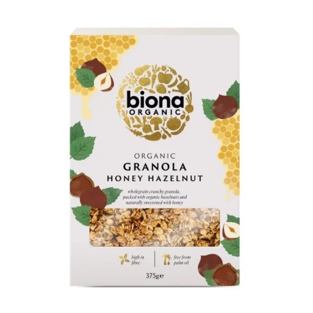 Granola cu miere si alune de padure bio (375 grame), Biona