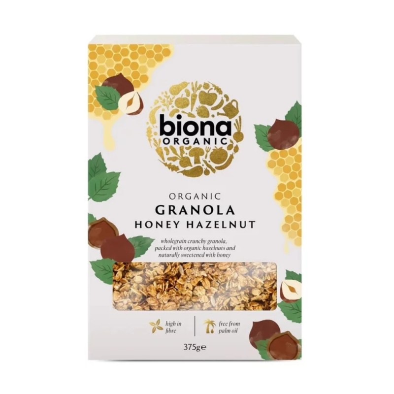Granola cu miere si alune de padure bio (375 grame), Biona