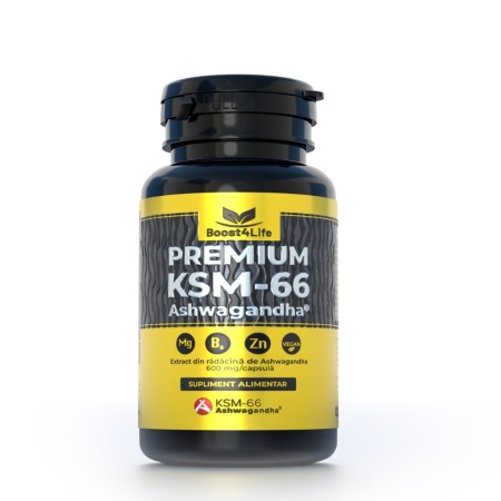 Premium KSM-66 Ashwagandha, extract din rădăcină, 60 capsule, Boost4Life