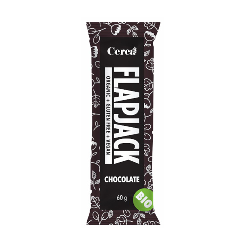Baton Flapjack ciocolata bio, vegan, fara gluten (60 grame), Cerea