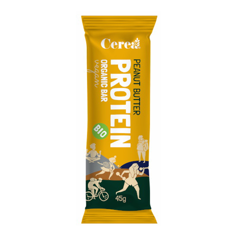 Baton Protein pasta de arahide bio, vegan, fara gluten (45 grame), Cerea
