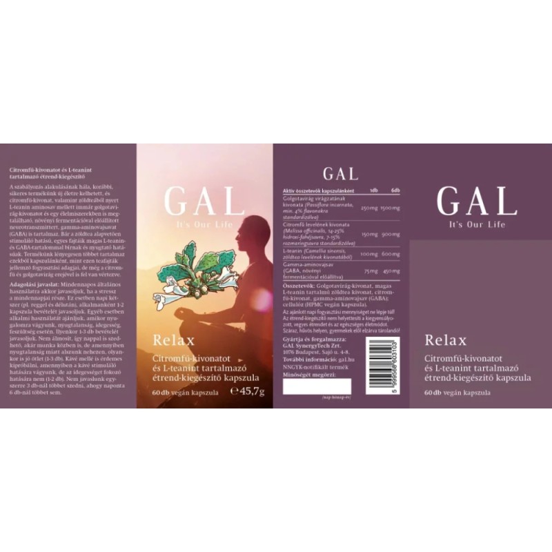 GAL Relax cu extract de roiniță și L-teanină (60 de capsule), GAL