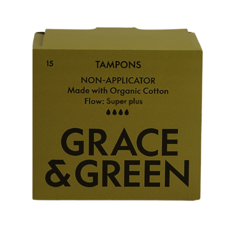 Tampoane din bumbac organic 100%, Super Plus (15 buc), Grace and Green