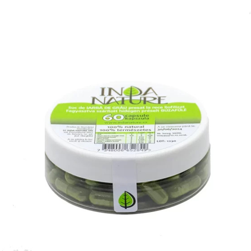 Suc de iarba de grau liofilizat (60 capsule), Inda Nature
