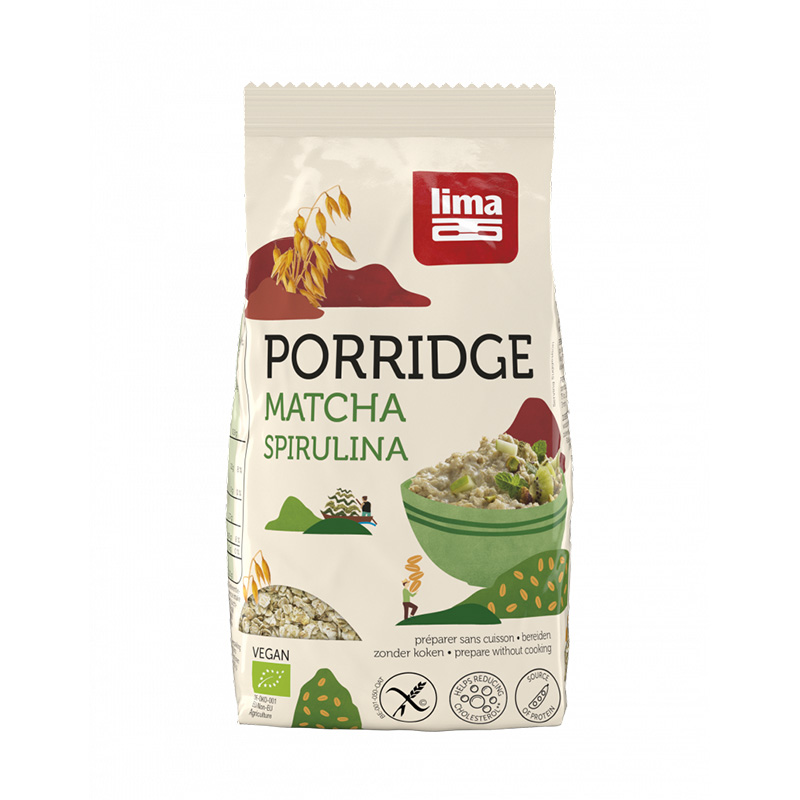 Porridge Express cu matcha si spirulina fara gluten bio (350 grame), Lima