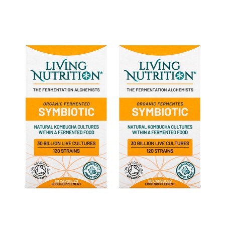 Duo Pack Organic Fermented SYMBIOTIC, pre+probiotice, 30 mld CFU (2 x 60 capsule), Living Nutrition
