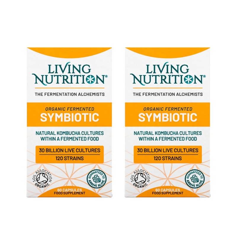 Duo Pack Organic Fermented SYMBIOTIC, pre+probiotice, 30 mld CFU (2 x 60 capsule), Living Nutrition