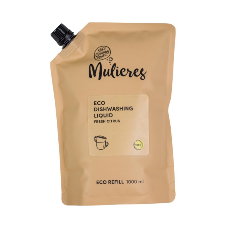 Refill Detergent lichid vase 99.7% ingrediente naturale Fresh Citrus (1000 ml), Mulieres