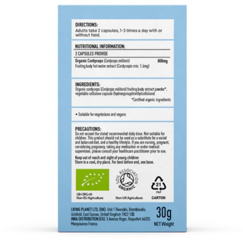 Organic Cordyceps 800 mg Pure Grade Extract (60 capsule), MushroomsForLife