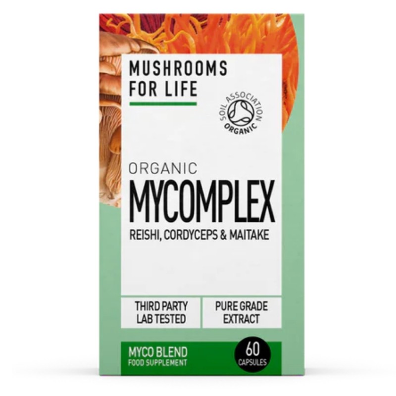 Organic Mycomplex 800 mg Reishi, Cordyceps si Maitake (60 capsule), MushroomsForLife