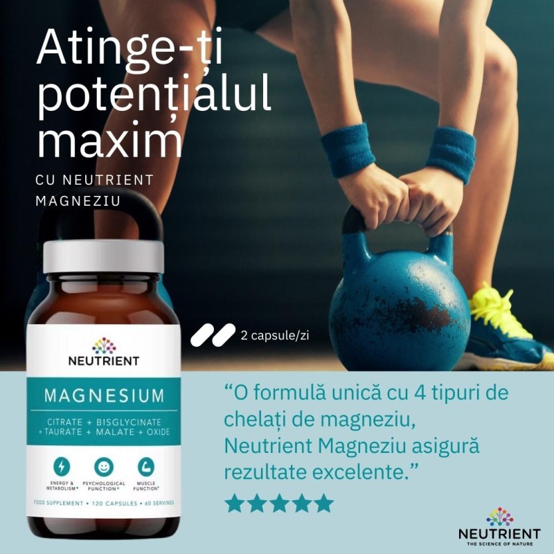 Magneziu - Formula cu 4 chelați (120 capsule), Neutrient