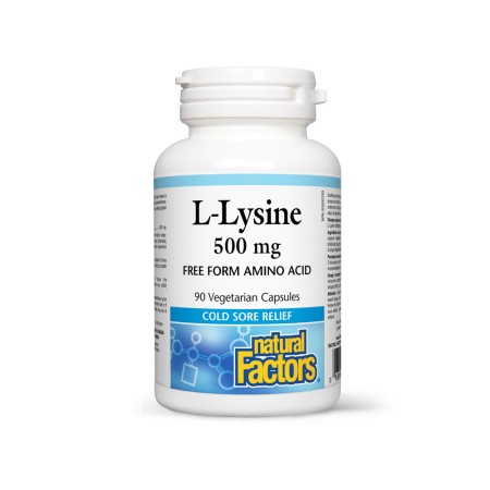 L-Lysine 500 mg (90 capsule vegetale), Natural Factors