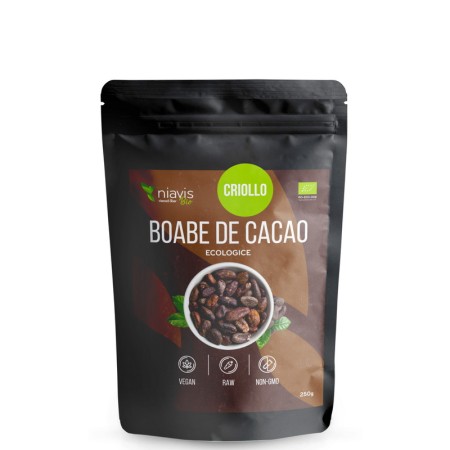 Boabe de cacao intregi ecologice/BIO (250 grame), Niavis