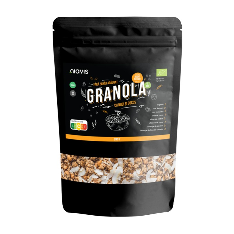 Granola cu nuci si cocos ecologica/BIO (200 grame), Niavis