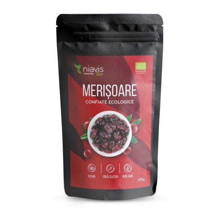 Merisoare ecologice/BIO indulcite cu suc de mere (125 grame), Niavis