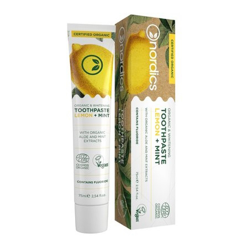 Pasta de dinti pentru albire cu lamaie si menta bio (75 ml), Nordics