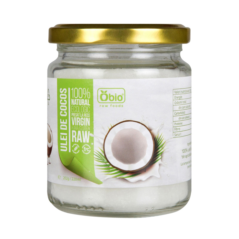 Ulei de cocos virgin raw bio (220 ml), Obio
