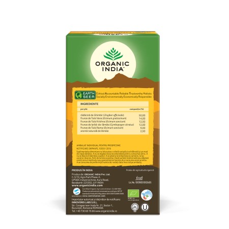 Ceai Tulsi Lamaie si Ghimbir (25 plicuri infuzie) , Organic India