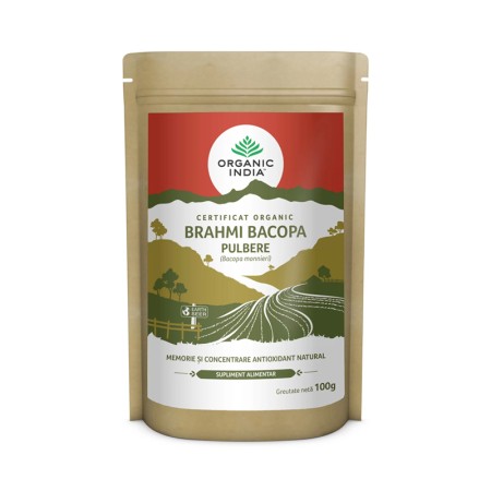 Brahmi - Bacopa Tonic cerebral si memorie - pulbere 100% certificata organic (100 grame), Organic India