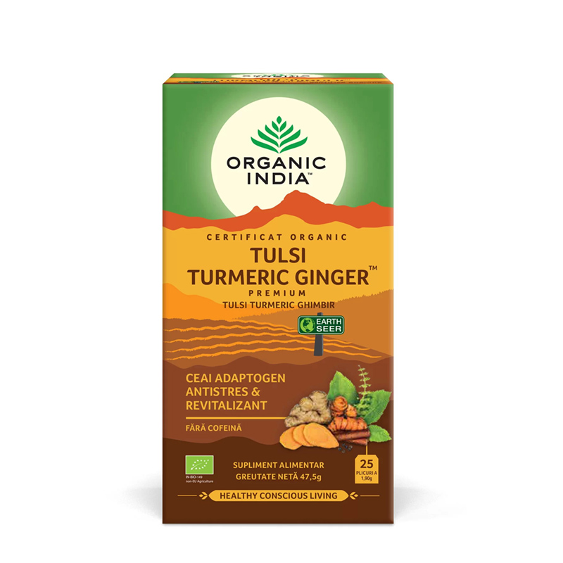 Ceai Adaptogen Turmeric si ghimbir (25 plicuri), Organic India