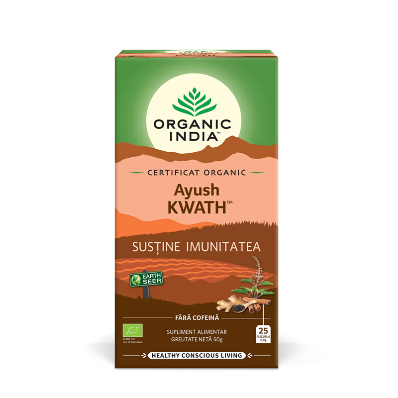 Ceai Tulsi Ayush Kwath - sistem imunitar (25 plicuri), Organic India