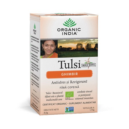 Ceai Tulsi Ghimbir (18 plicuri infuzie) , Organic India
