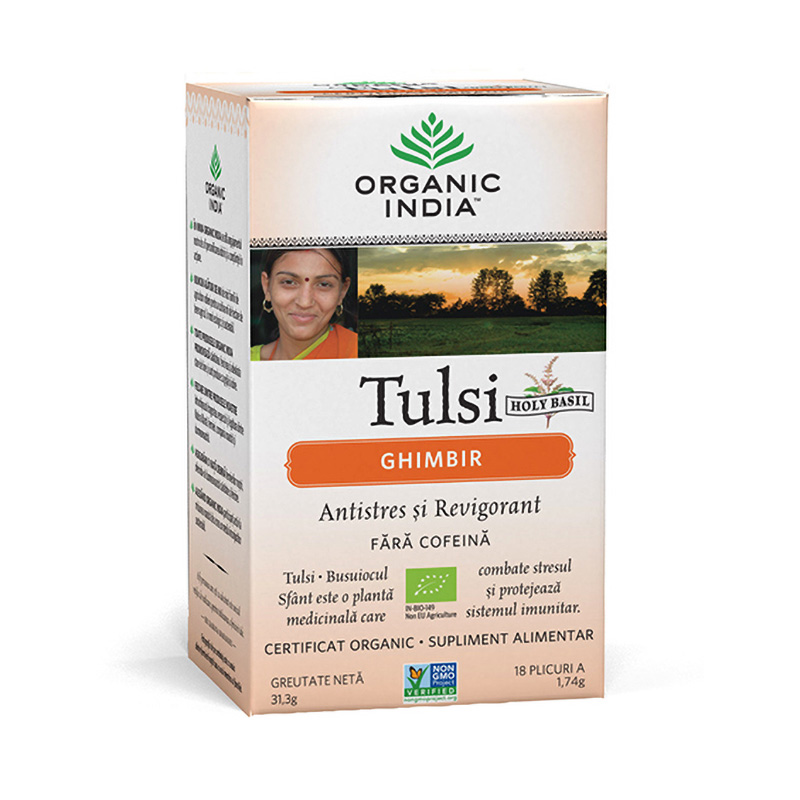 Ceai Tulsi Ghimbir (18 plicuri infuzie) , Organic India
