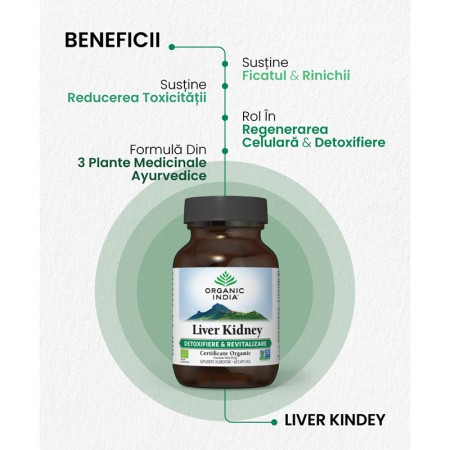 Liver Kidney - regenerare ficat si rinichi (60 capsule), Organic India