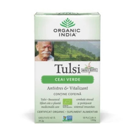 Ceai Tulsi Ceai Verde (18 plicuri infuzie) , Organic India