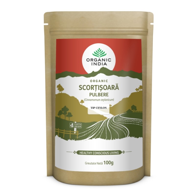 Scortisoara Ceylon pulbere 100% certificata organic fara gluten (100 grame), Organic India