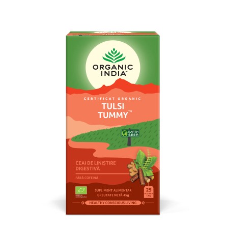 Ceai Tulsi Tummy - digestiv cu plante linistitoare si condimente (25 plicuri infuzie) , Organic India