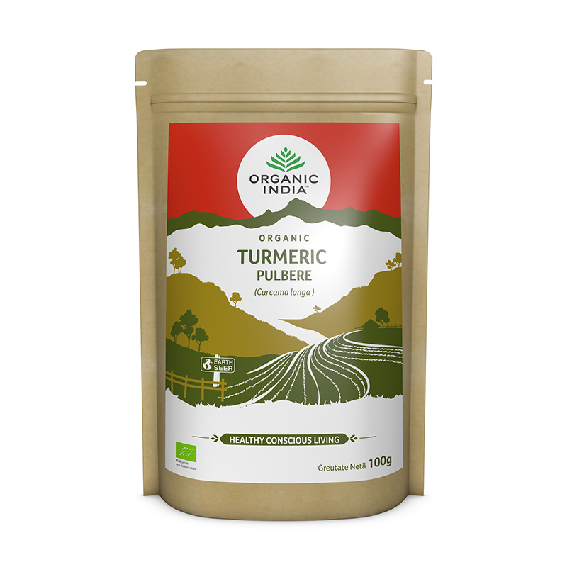 Turmeric pulbere 100% certificata organic fara gluten (100 grame), Organic India