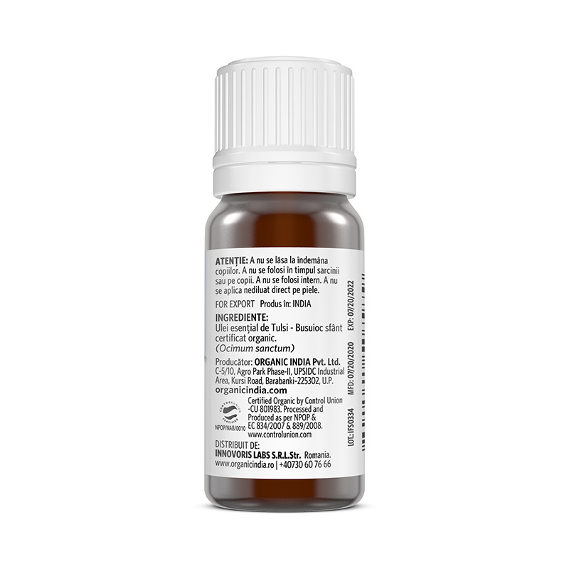 Ulei Esential Tulsi - busuioc sfant (10 ml), Organic India