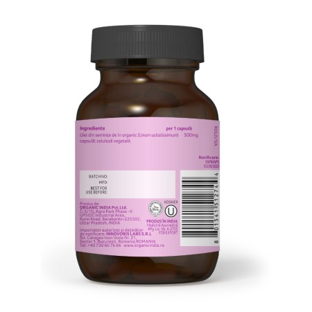 Ulei din seminte de in - Omega-3 (60 capsule), Organic India