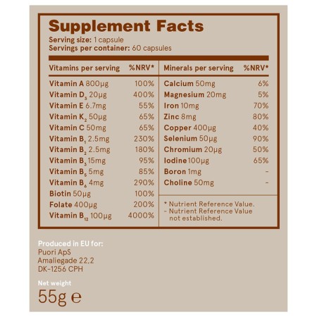 Puori VM Multivitamine si Minerale Vegan (60 capsule), Puori