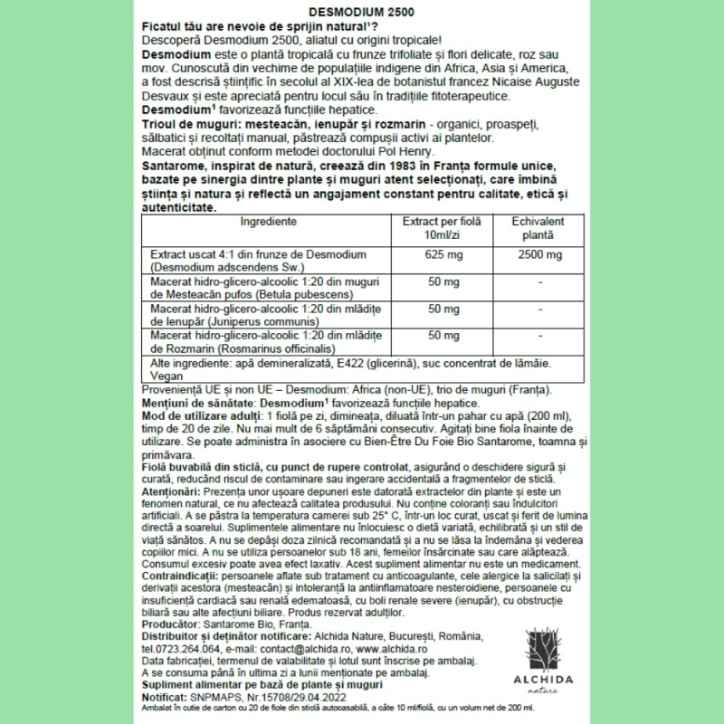 Desmodium 2500 (20 fiole), Santarome