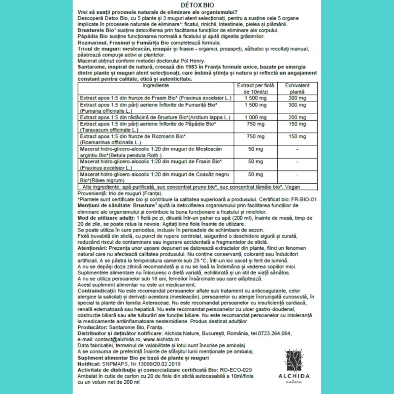 Detox Bio (20 fiole), Santarome