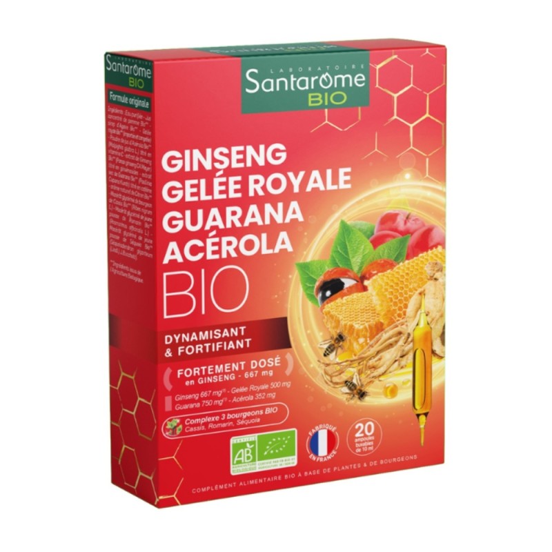Ginseng - Laptisor De Matca - Guarana - Acerola Bio (20 fiole), Santarome