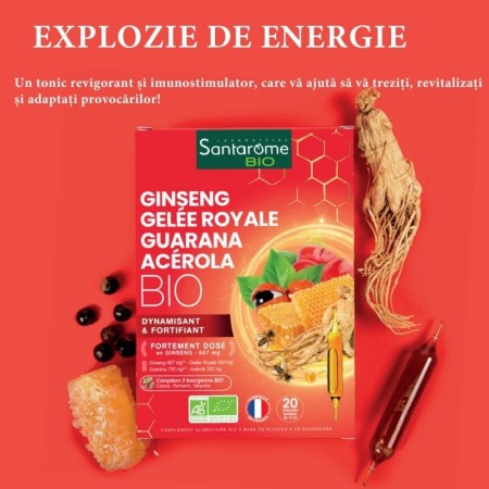 Ginseng - Laptisor De Matca - Guarana - Acerola Bio (20 fiole), Santarome