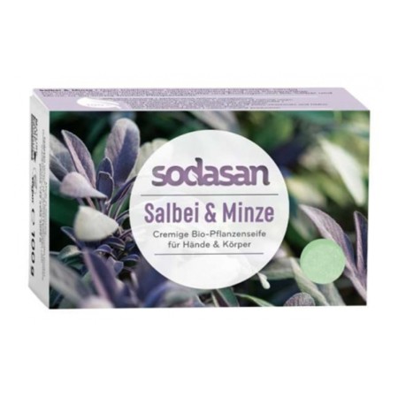Sapun crema bio cu salvie si menta (100 grame), Sodasan