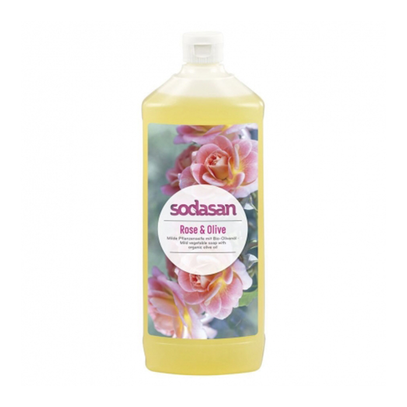 Sapun lichid - gel de dus bio trandafir masline (1 litru), Sodasan