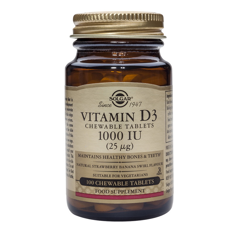 Vitamin D-3 1000IU chewable (100 tablete), Solgar