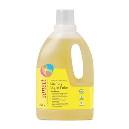 Detergent ecologic lichid pentru rufe colorate - menta si lamaie (1.5 litri), Sonett