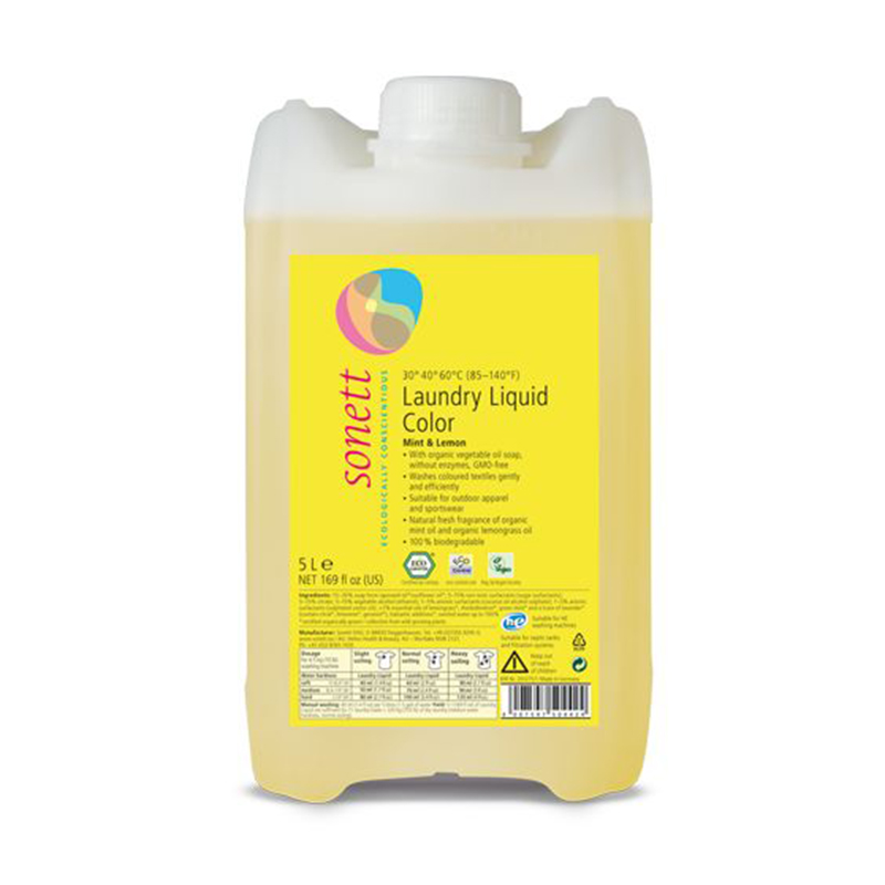 Detergent ecologic lichid pentru rufe colorate menta si lamaie (5 litri), Sonett