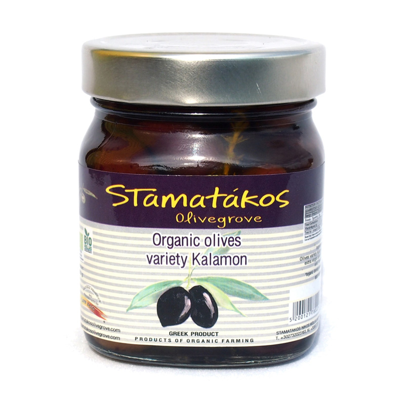 Masline Kalamata cu continut redus de sare bio (290 grame), Stamatakos