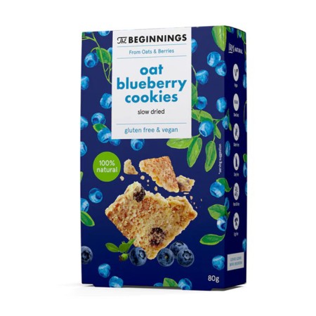 Cookies RAW din ovaz cu afine, vegan, fara gluten (80 grame), The Beginnings
