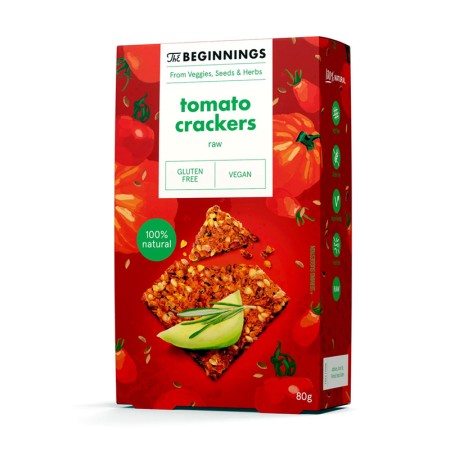 Crackers RAW cu rosii, vegan, fara gluten (80 grame), The Beginnings