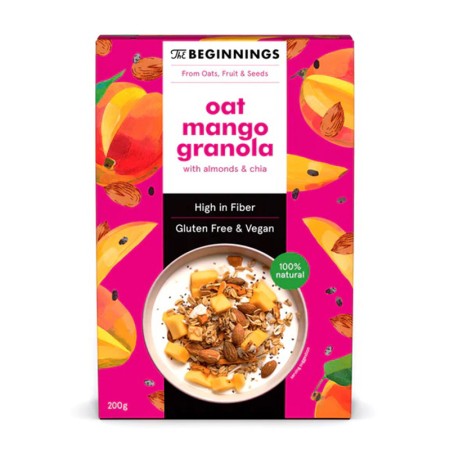 Granola cu ovaz si mango, fara gluten, vegan, fara zahar (200 grame), The Beginnings