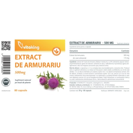 Extract de Armurariu (Silimarina) 500 mg (80 capsule), Vitaking